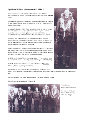 A preview of a PDF biography for Johnstone, Victor William